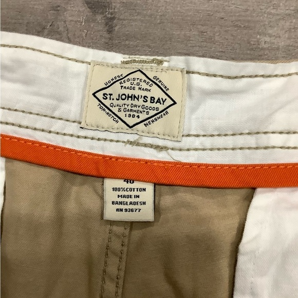 Men's St. John’s Bay 40 XL Chino Khakis Shorts Khaki Flat Front Cotton Twill NWT - Picture 7 of 8